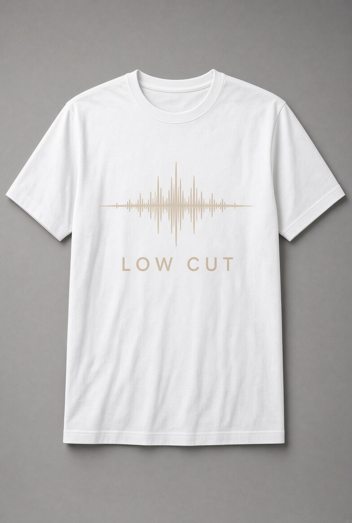 Low Cut Sound Wave unisex t-shirt in white with sharp audio waveform