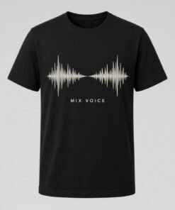 Mix Voice Sound Wave unisex t-shirt in black with two sound waves blending in the middle