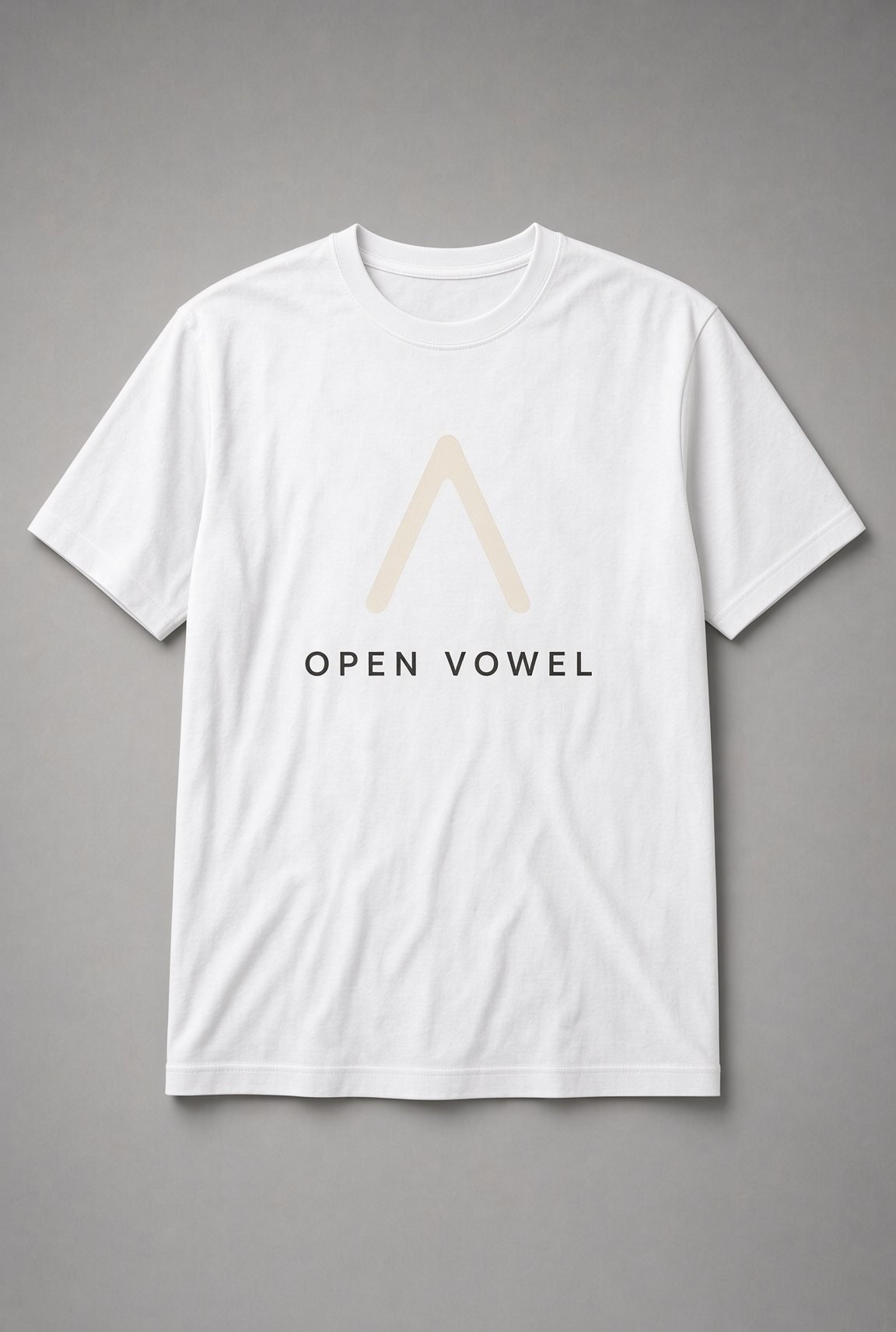 Open Vowel Phonetic Symbol unisex t-shirt in white with bold phonetic open-vowel symbol